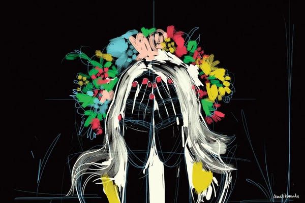 Sarah Kamada: Girl Flower Head by Sarah Kamada