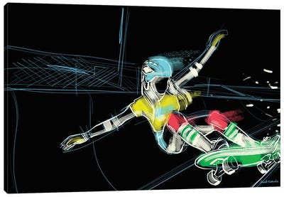 80's Skateboard Canvas Art Print - Skateboarding Art