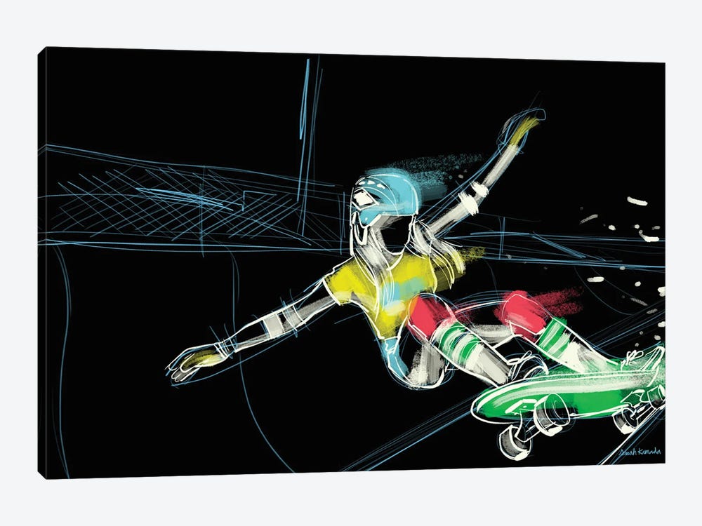 80's Skateboard by Sarah Kamada 1-piece Canvas Art Print