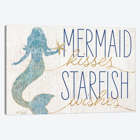 Mermaid Kisses Starfish Wishes Canvas Print #SRL22} by Kate Sherrill Art Print