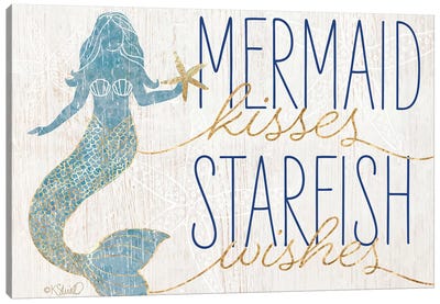 Mermaid Kisses Starfish Wishes Canvas Art Print