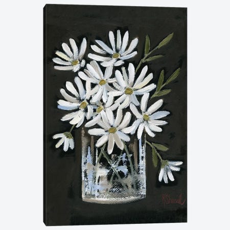 Daisies on Black Canvas Print #SRL27} by Kate Sherrill Canvas Wall Art