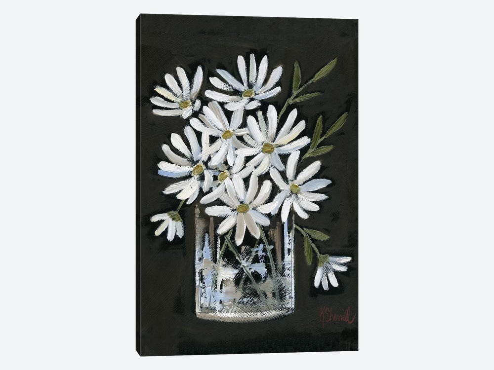 Daisies on Black by Kate Sherrill 1-piece Art Print