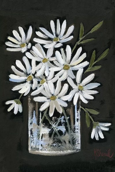 Modern Farmhouse Bedroom: Daisies on Black by Kate Sherrill