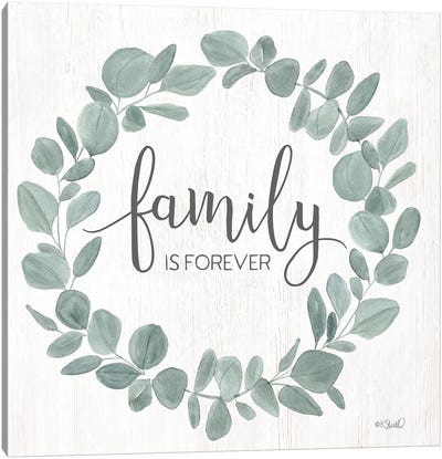 Family Forever Eucalyptus Wreath Canvas Art Print