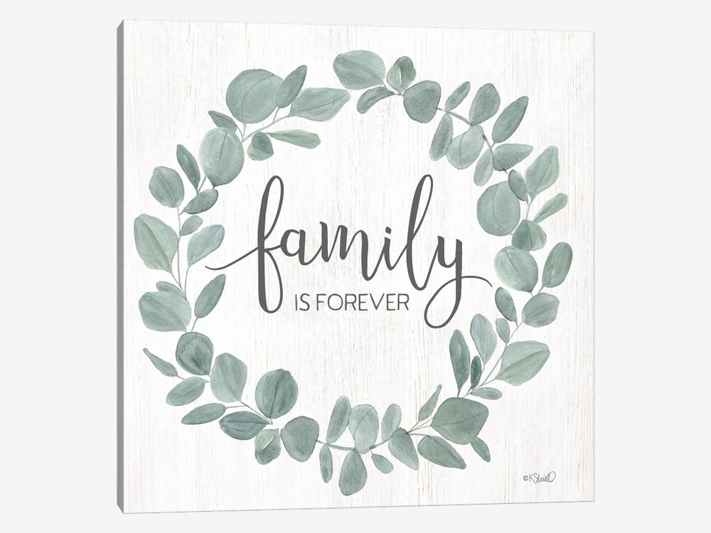 Family Forever Eucalyptus Wreath by Kate Sherrill 1-piece Canvas Art Print