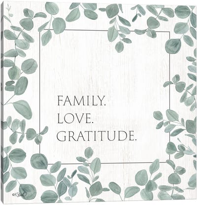 Family Love Gratitude Eucalyptus Canvas Art Print