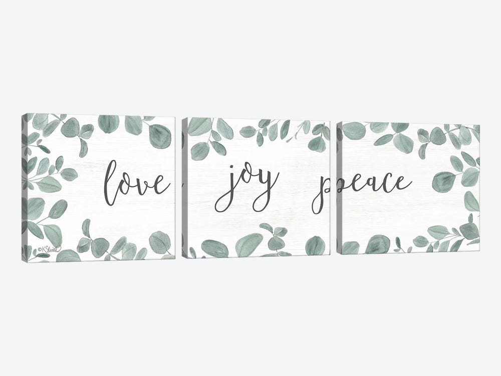 Love-Joy-Peace Eucalyptus by Kate Sherrill 3-piece Art Print