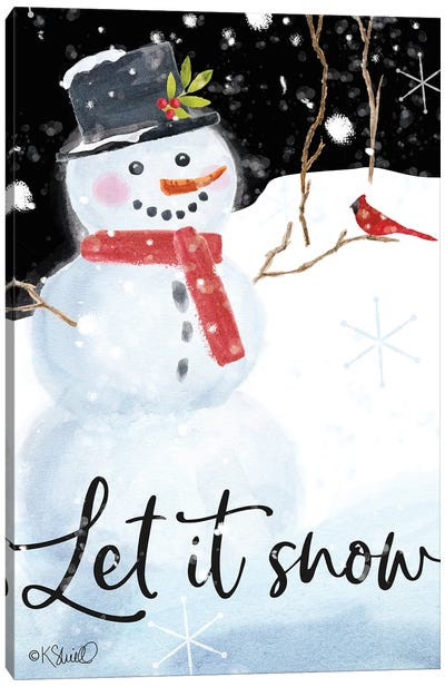 Let It Snow Canvas Art Print - Snowman Art