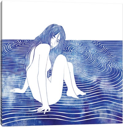 Nereid XXXV Canvas Art Print - Blue Nude Collection