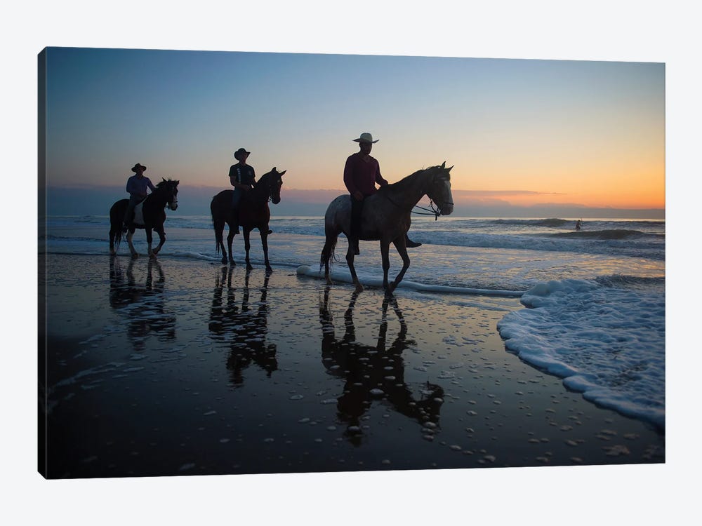 Cowboys On Virginia Beach At Sunrise by Joel Sartore 1-piece Canvas Wall Art