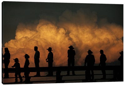 Nebraskans Look Out Over An Approaching Storm At Burwell's Big Rodeo Canvas Art Print - Home on the Range