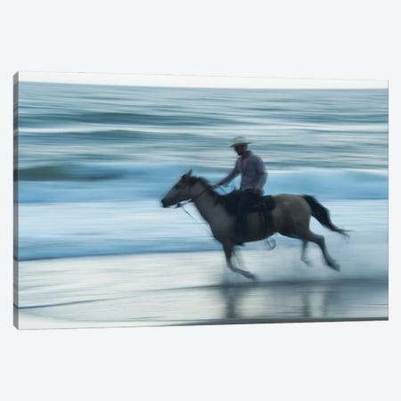 A Cowboy Rides A Horse On Virginia Beach, Virginia Canvas Print #SRR38} by Joel Sartore Canvas Art