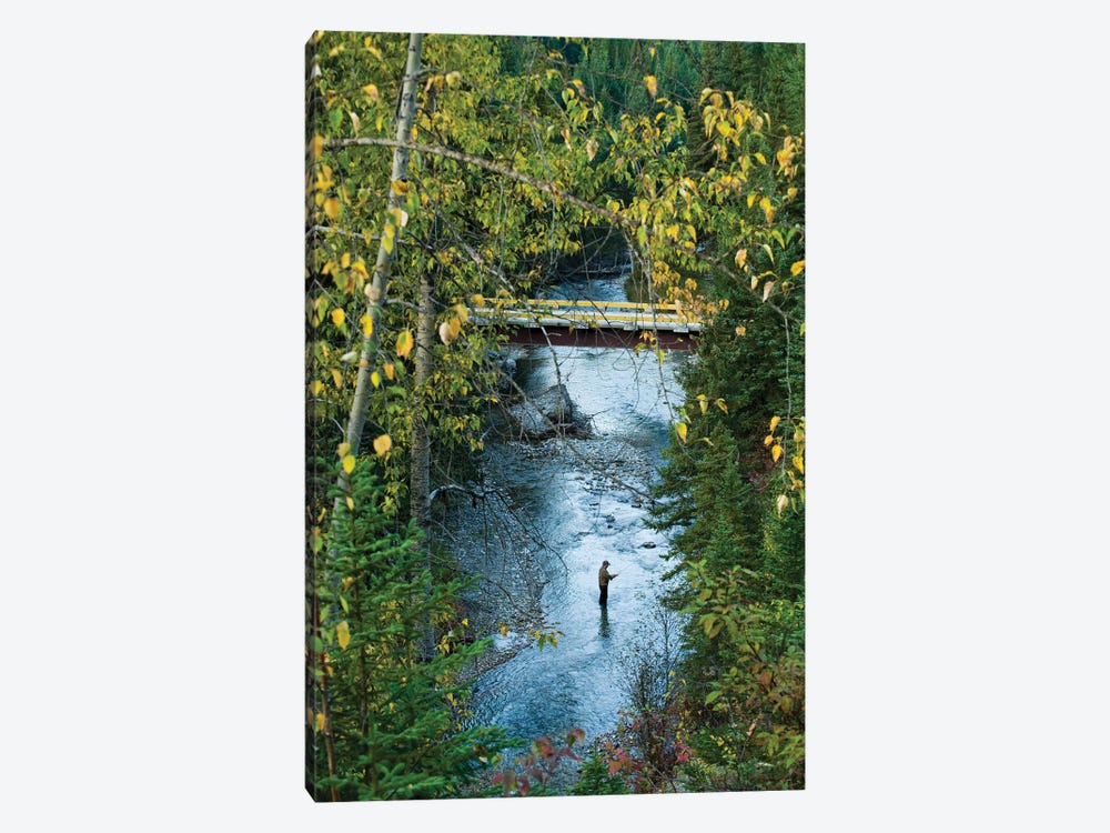 A Fisherman In Bighorn Creek, Part Of The Kootenay River System by Joel Sartore 1-piece Canvas Art