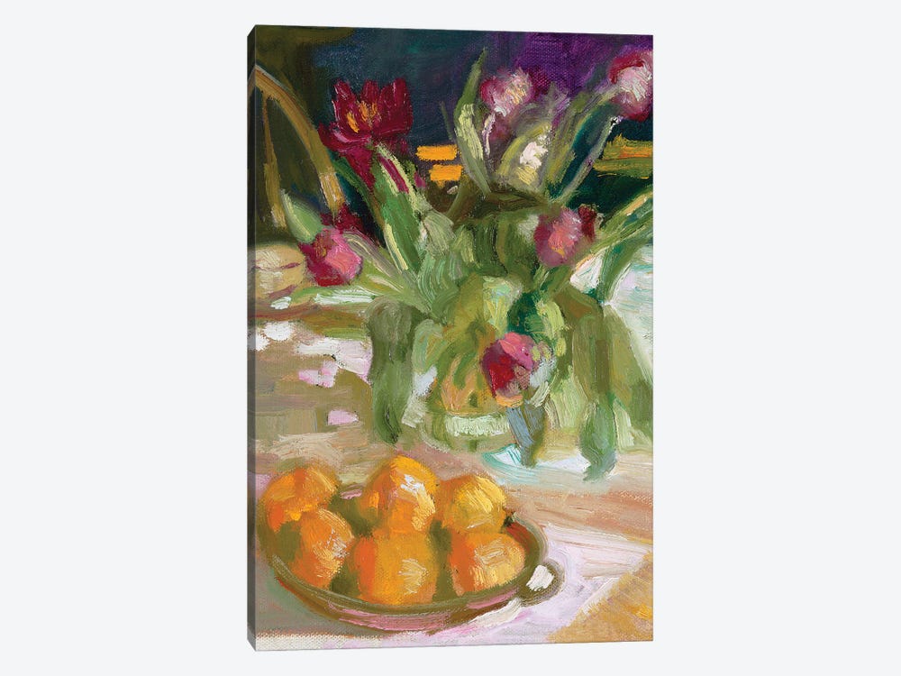 Oranges And Tulips by Sally Rosenbaum 1-piece Art Print