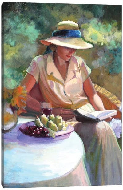 Girl In Yellow Canvas Art Print - Hat Art
