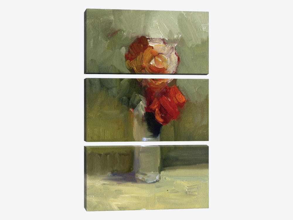 Two Roses by Sally Rosenbaum 3-piece Canvas Art Print