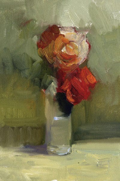 Complementary Colors: Two Roses by Sally Rosenbaum