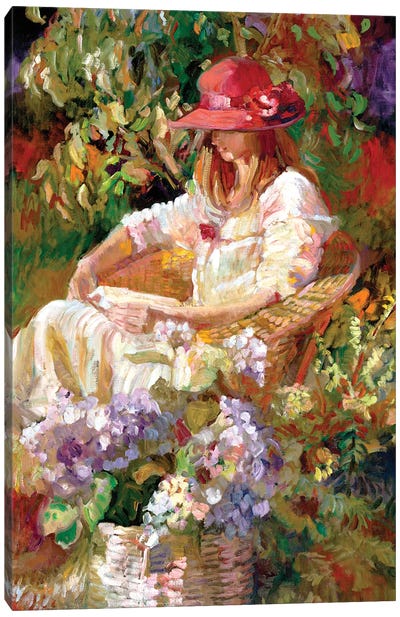 Girl In The Red Hat Canvas Art Print - Reading Art
