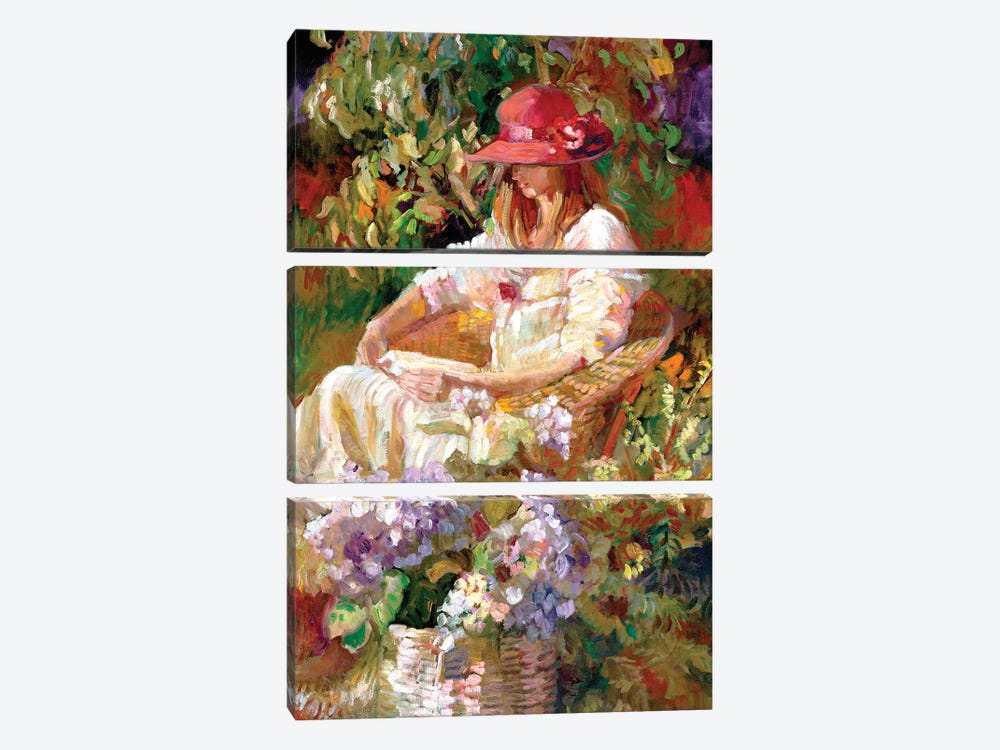 Girl In The Red Hat by Sally Rosenbaum 3-piece Canvas Wall Art