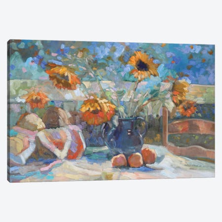 Sunflowers Cerulean Sky Canvas Print #SRU28} by Sally Rosenbaum Canvas Art