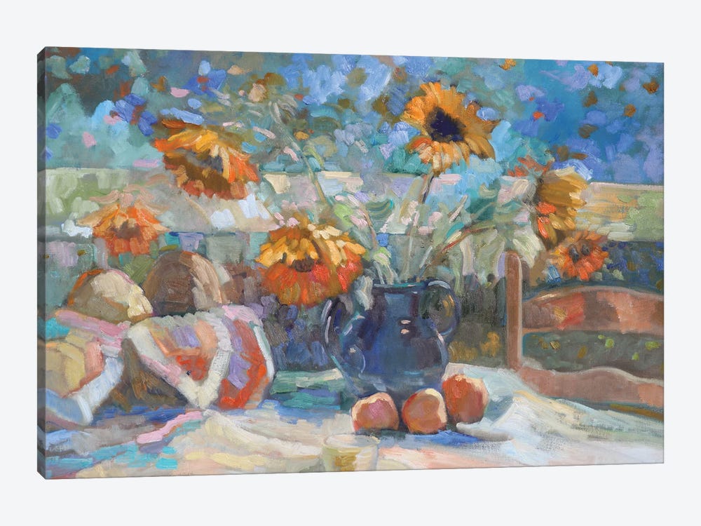 Sunflowers Cerulean Sky by Sally Rosenbaum 1-piece Canvas Art Print