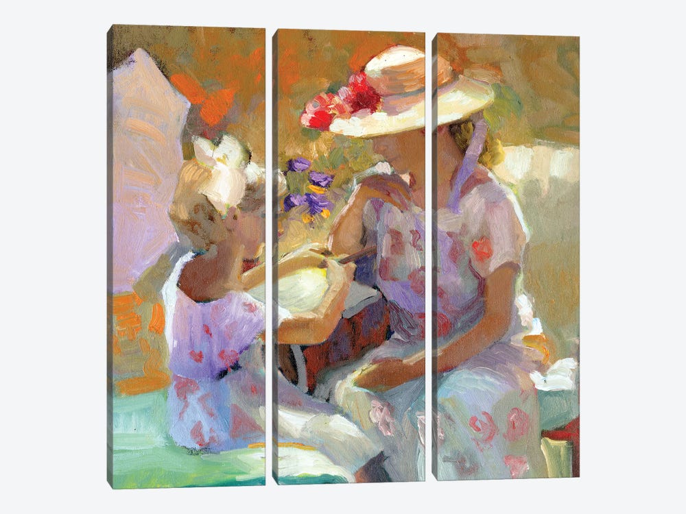 Mother And Daughter by Sally Rosenbaum 3-piece Canvas Art Print