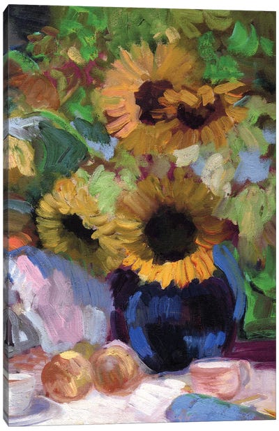 Sunflowers In Summer Canvas Art Print - Sally Rosenbaum