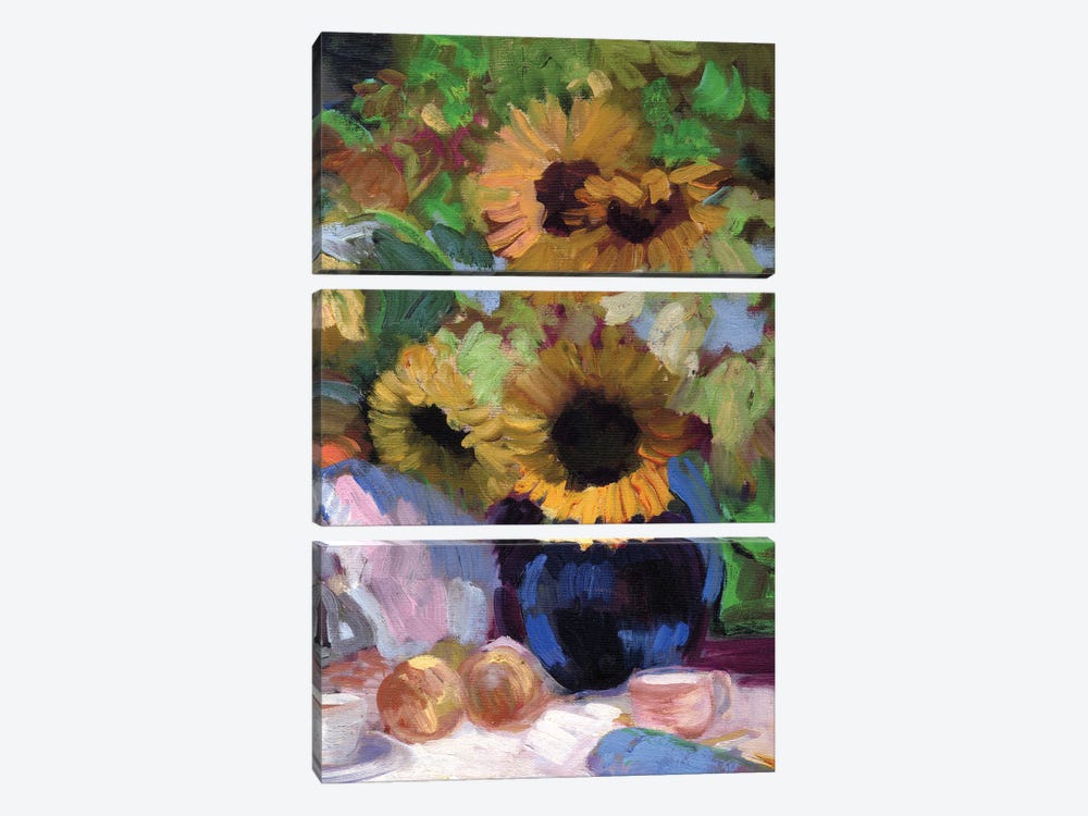 Sunflowers In Summer by Sally Rosenbaum 3-piece Art Print