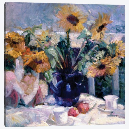 Sunflowers In July Canvas Print #SRU54} by Sally Rosenbaum Canvas Wall Art
