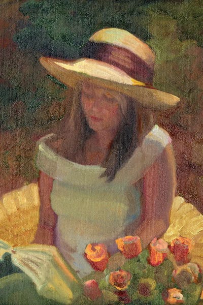 Sally Rosenbaum: Girl With Rose Bouquet by Sally Rosenbaum