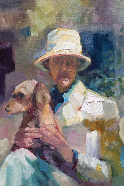 A Man And His Dachshund