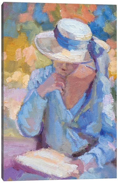 Blue Jenny Canvas Art Print - Pantone 2024 Peach Fuzz