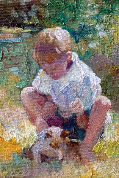 Sally Rosenbaum: Little Boy And Kitten by Sally Rosenbaum