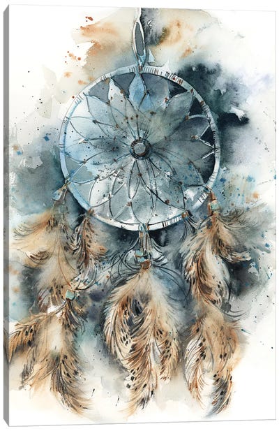 Dreamcatcher In Teal And Amber Canvas Art Print - Dreamcatchers