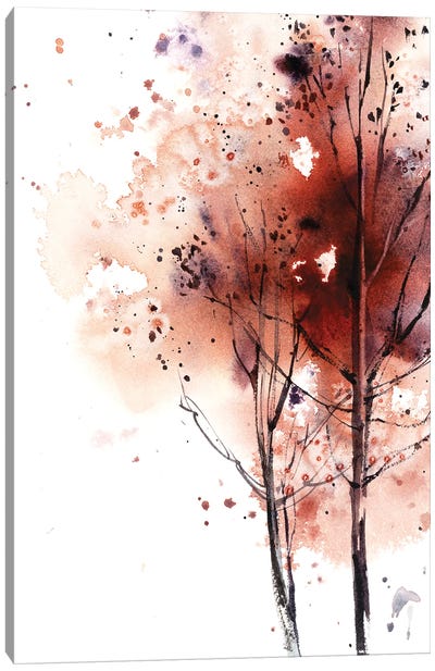 Autumn Trees In Brick Red I Canvas Art Print - Sophie Rodionov