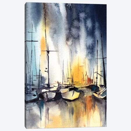 Night Boats Canvas Print #SRV12} by Sophie Rodionov Canvas Wall Art
