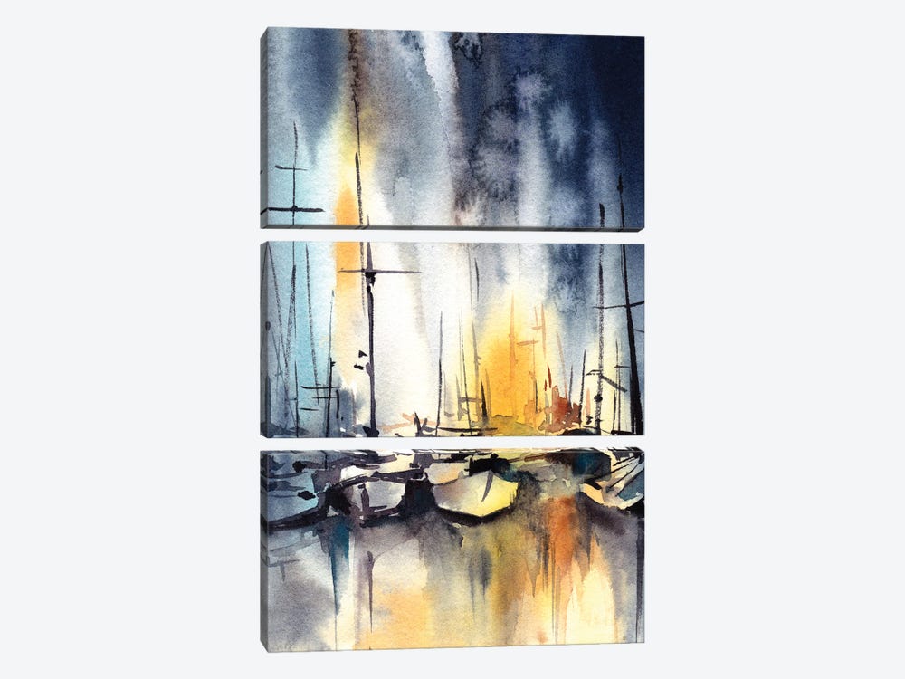 Night Boats by Sophie Rodionov 3-piece Canvas Artwork