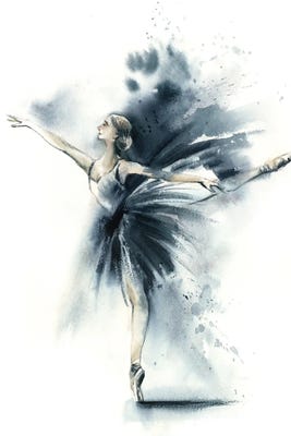 Ballet Ballet In Nordic Blue VIIn - Canvas Wall Art | Sophie Rodionov
