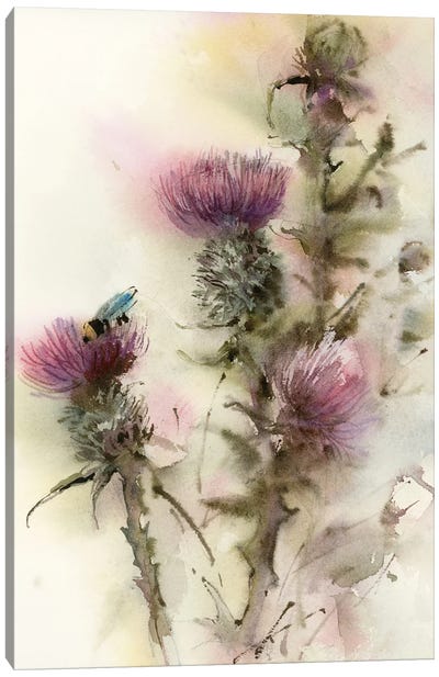 Thistle Canvas Art Print - Bee Art
