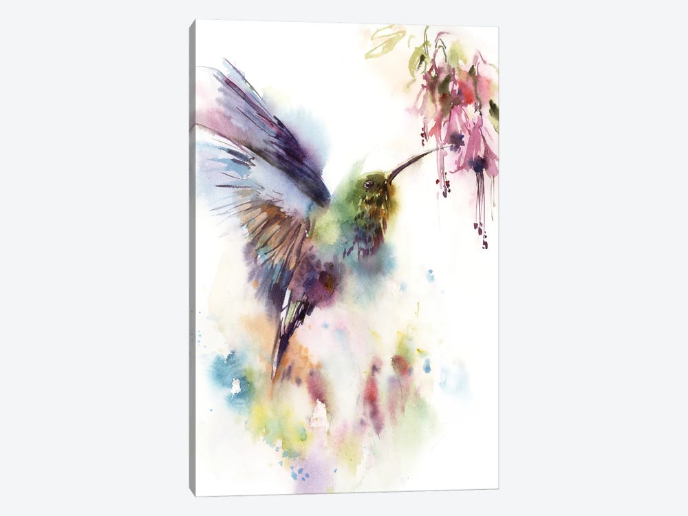 Hummingbird And Tropical Flowers by Sophie Rodionov 1-piece Art Print