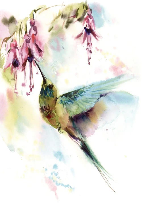 Hummingbird With Pink Flowers