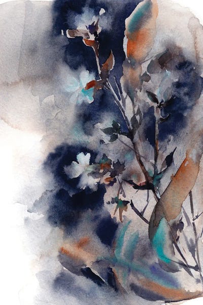 Abstract Florals In Dark Blue II by Sophie Rodionov framed canvas print