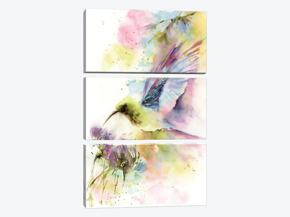 Hummingbird In Pastel Colors by Sophie Rodionov 3-piece Art Print