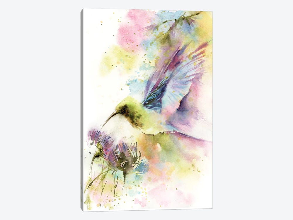 Hummingbird In Pastel Colors by Sophie Rodionov 1-piece Canvas Print