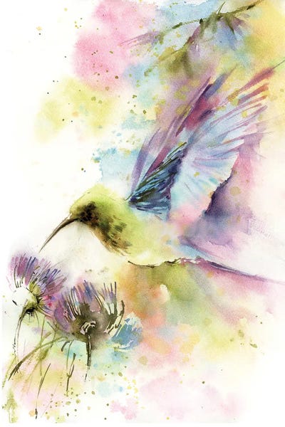 Middle Eastern Artists: Hummingbird In Pastel Colors by Sophie Rodionov