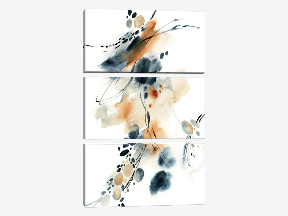 Abstract In Blue And Terracotta III by Sophie Rodionov 3-piece Canvas Art Print