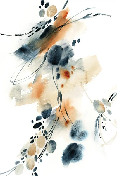 Large Art for Bathroom - Canvas Prints: Abstract In Blue And Terracotta III by Sophie Rodionov