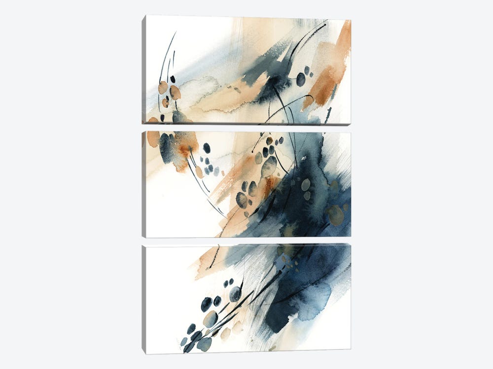 Abstract In Blue And Terracotta VII by Sophie Rodionov 3-piece Canvas Art