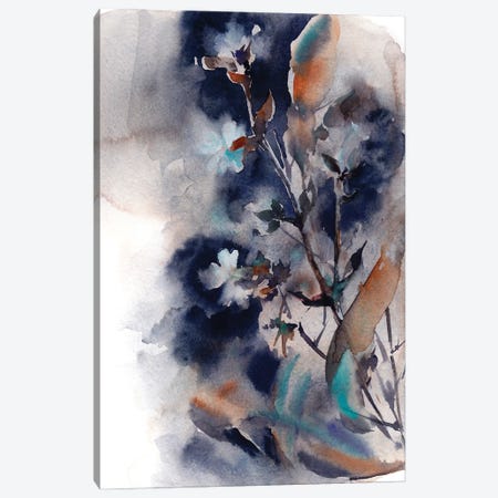 Abstract Florals In Dark Blue II Canvas Print #SRV14} by Sophie Rodionov Canvas Art Print